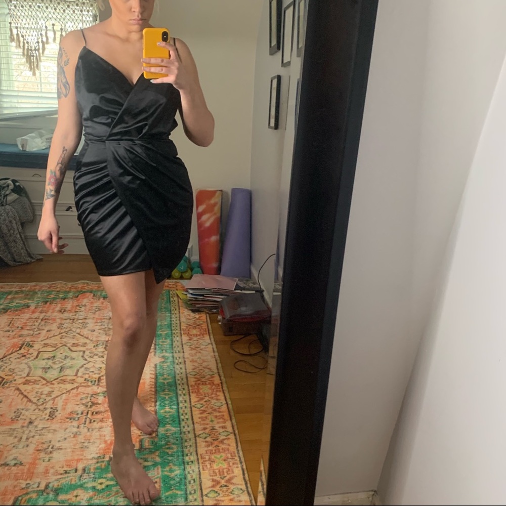 Black satin dress